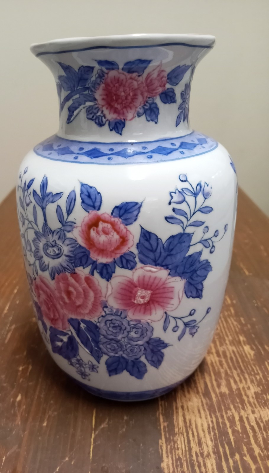 Vintage Waidwefj Handpainted Blue and white Ceramic Decorative Vase
