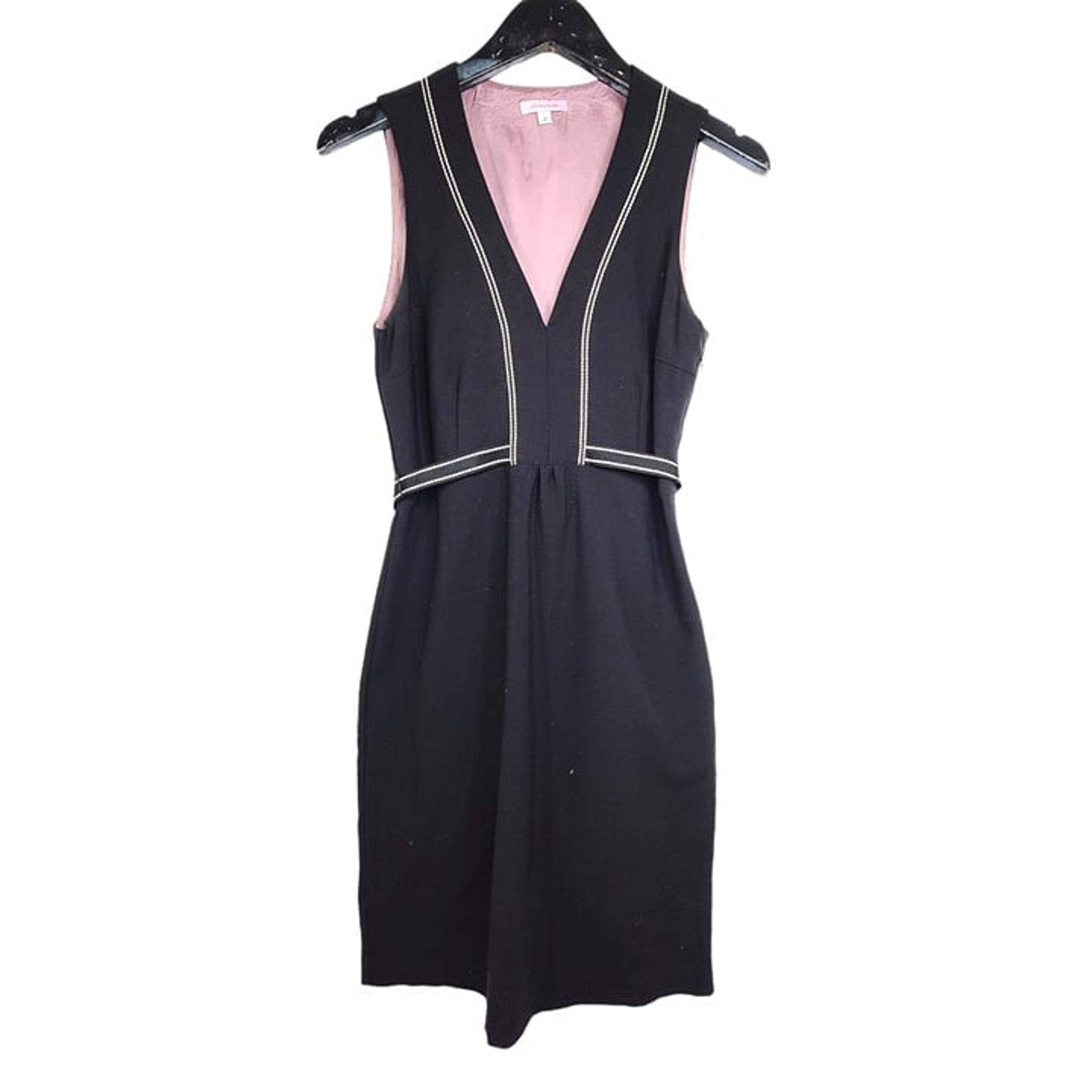 Vintage JIll MIchelle USA Wool Black Sleeveless V Neck Fit & Flare Dress