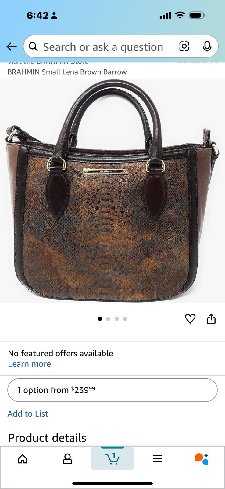 Brahmin Leather Lena Barrow Bag