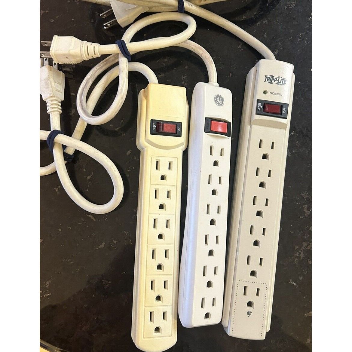 Set Of 3 Protect It Surge Protector, 6 Outlets, Varying Size Cords & Brands