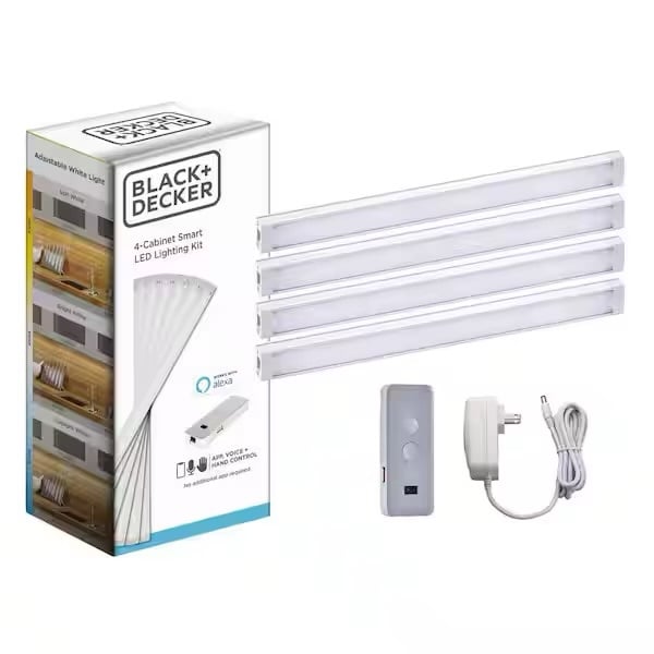 BLACK+DECKER 9 Smart LED Under Cabinet Lighting Kit 4-Bars Works with Alexa