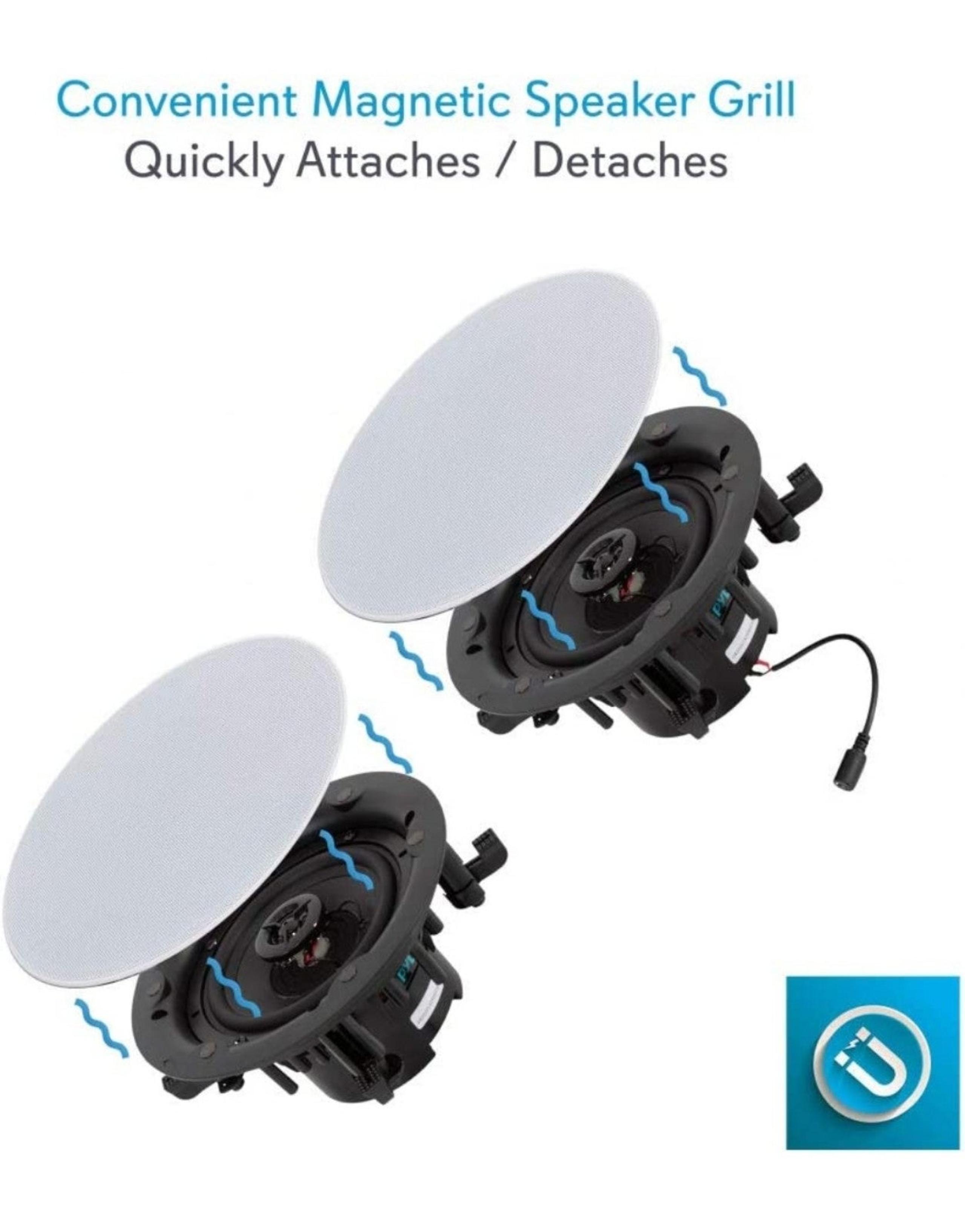 Pyle Ceiling and Wall Mount Speaker - Wireless Bluetooth 5.25” Dual 2-Way Audio