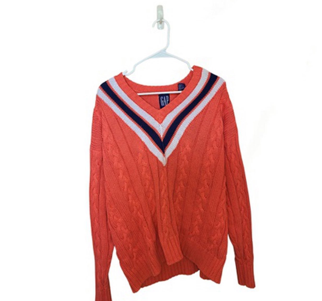Vintage 90s GAP cotton V neck cable knot sweater
