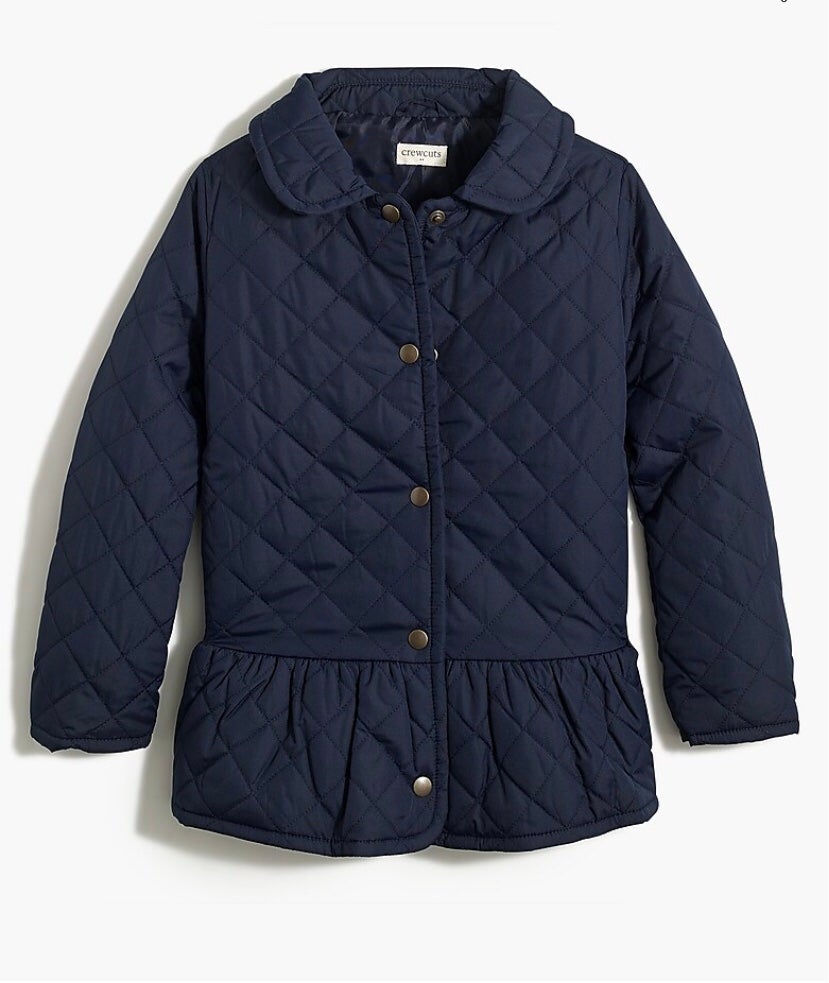 J Crew Crewcuts Blue Peplum Puffer Coat - Toddler Girls Size 2 NWOT