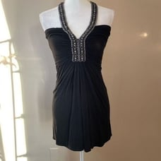 Sky| XSmall| Rouched|Shirt Dress|Rhinestone Halter|Has Stretch