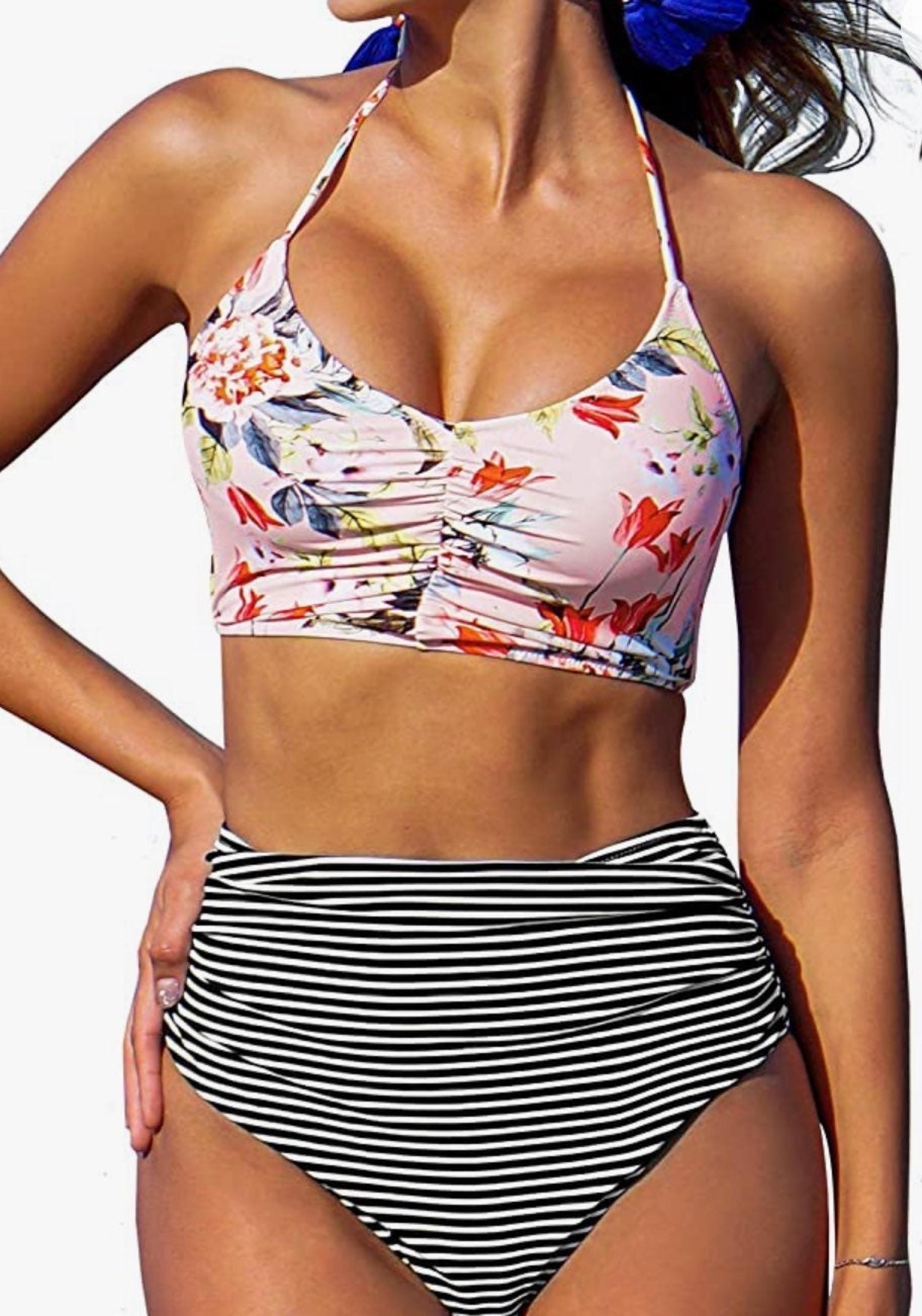 Cupshe floral high waisted bikini