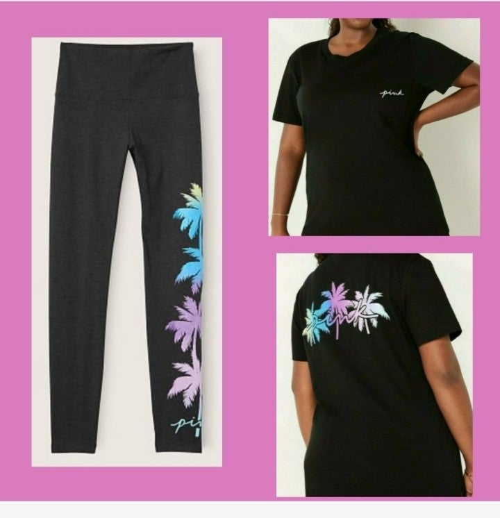 Vs PINK PALM TREE SHINE OUTFIT TROPICAL SET Small