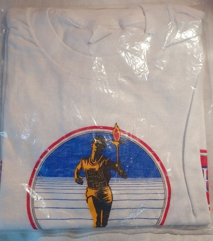 1984 Olympics 7 eleven promotional t shirt, vintage collectible clothing.
