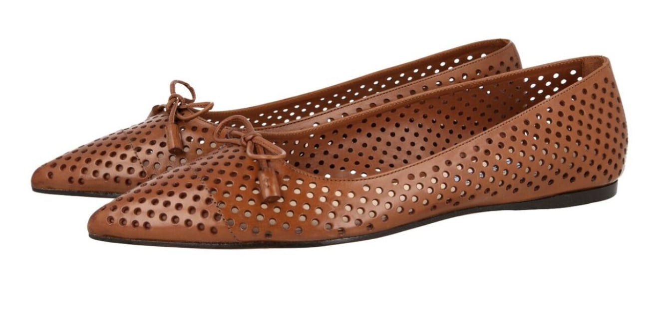 AUTH LUXURY PRADA FLATS SHOES 1F832 BROWN LEATHER US 8.5 EU 40
