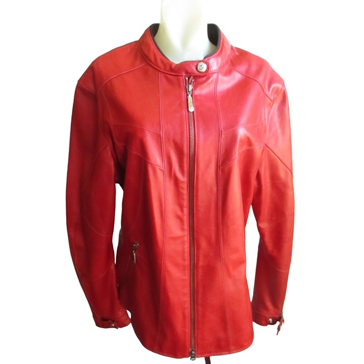 Women's Motorcycle Jacket 14 Large Hein Gericke La Jolla Red Leather Biker Cafe