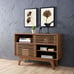 NEW Mid-Century Modern Two-Tier Display Stand, Walnut Finish