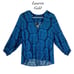 Lauren Gold W Talulah Blue Fern Leaf 3/4 Sleeve V Neck Top NWT Size S