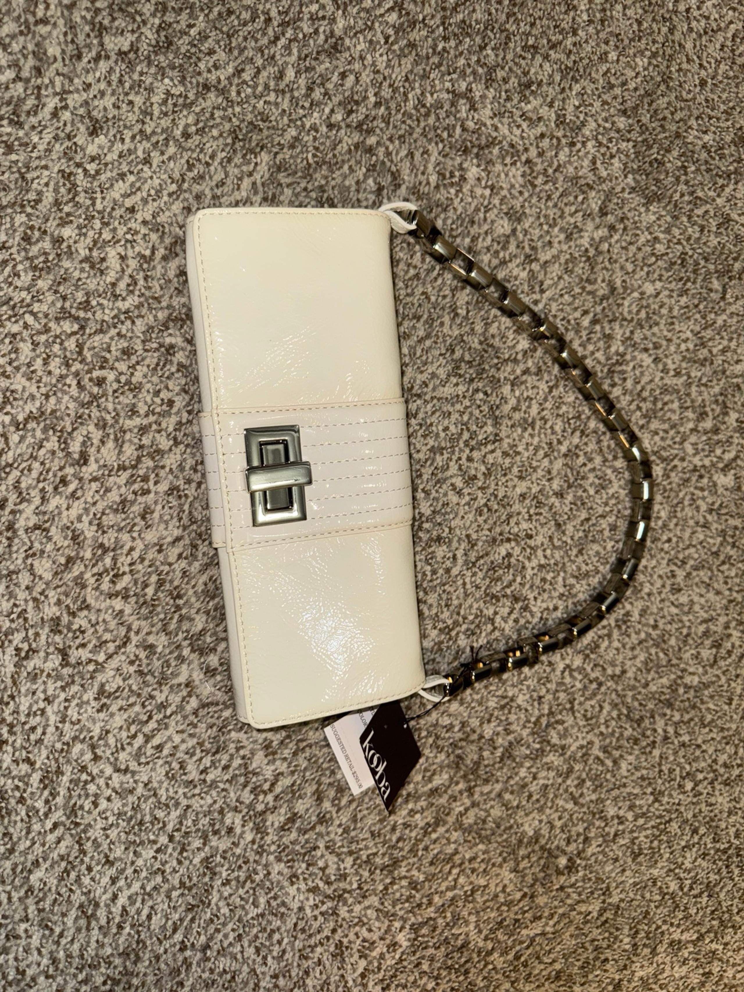 Kooba Penelope clutch shoulder bag white patent