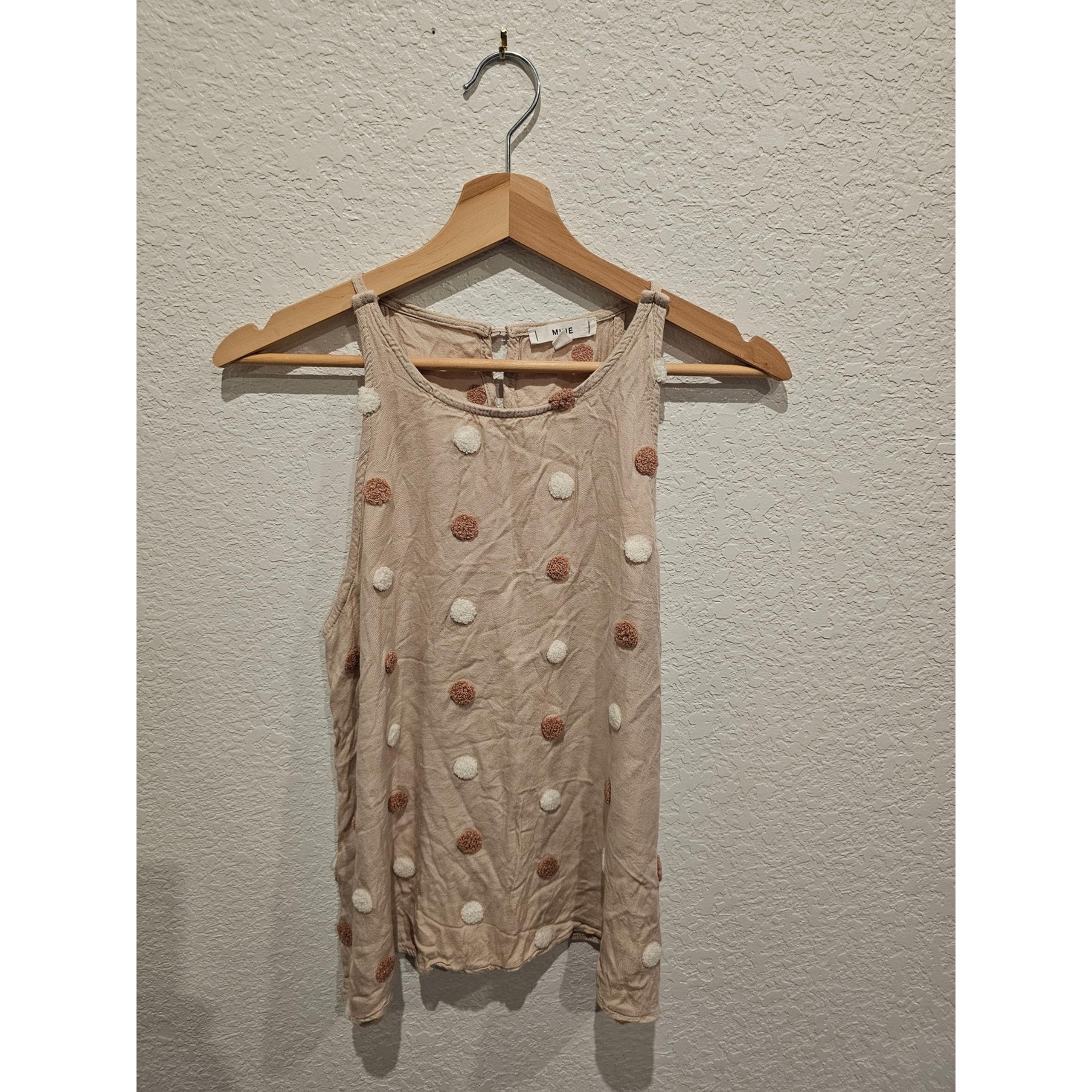 Be mine linen halter. Viscose material Tan with polkadot. Size S