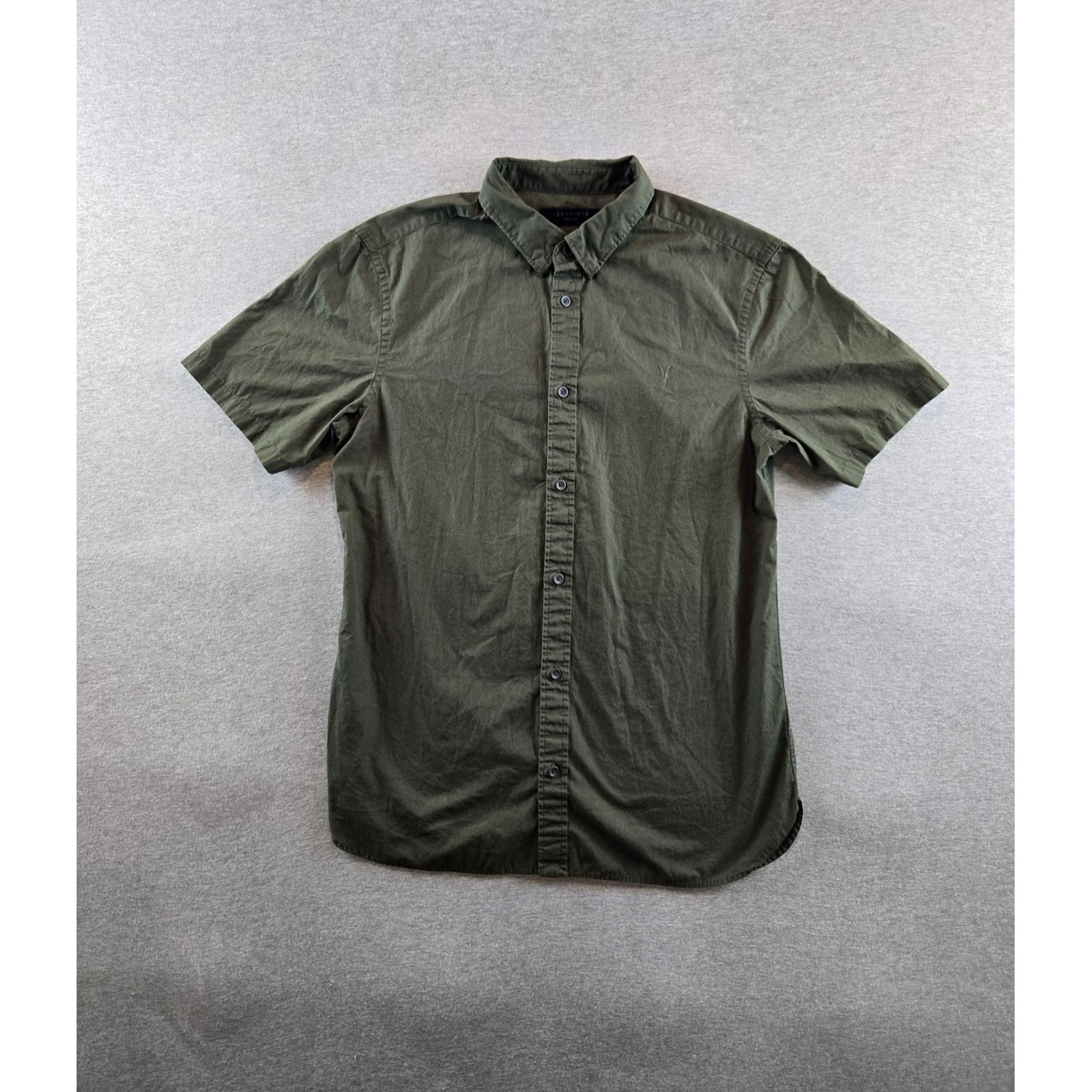 AllSaints Shirt Mens Medium Green Riviera SS Short Sleeve Button Up Casual