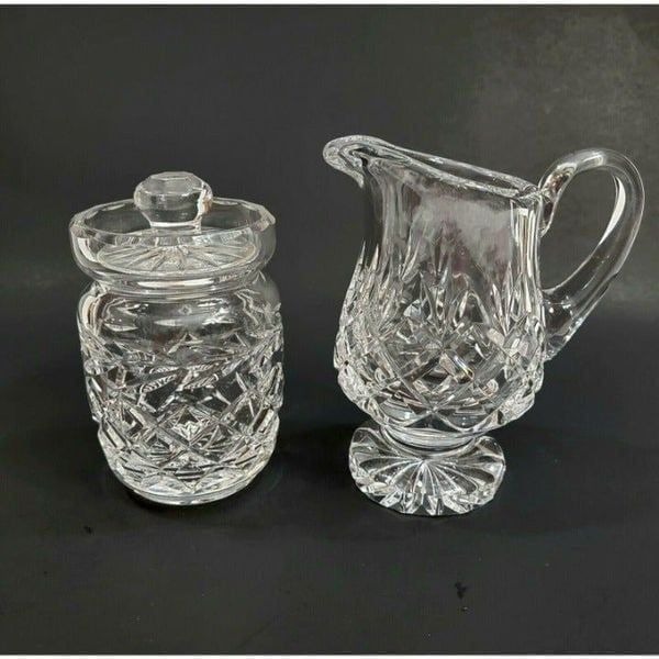 SCULPTURED CRYSTAL Sugar and Creamer Set - Over 30% lead - MADE IN IRELAND 5.5