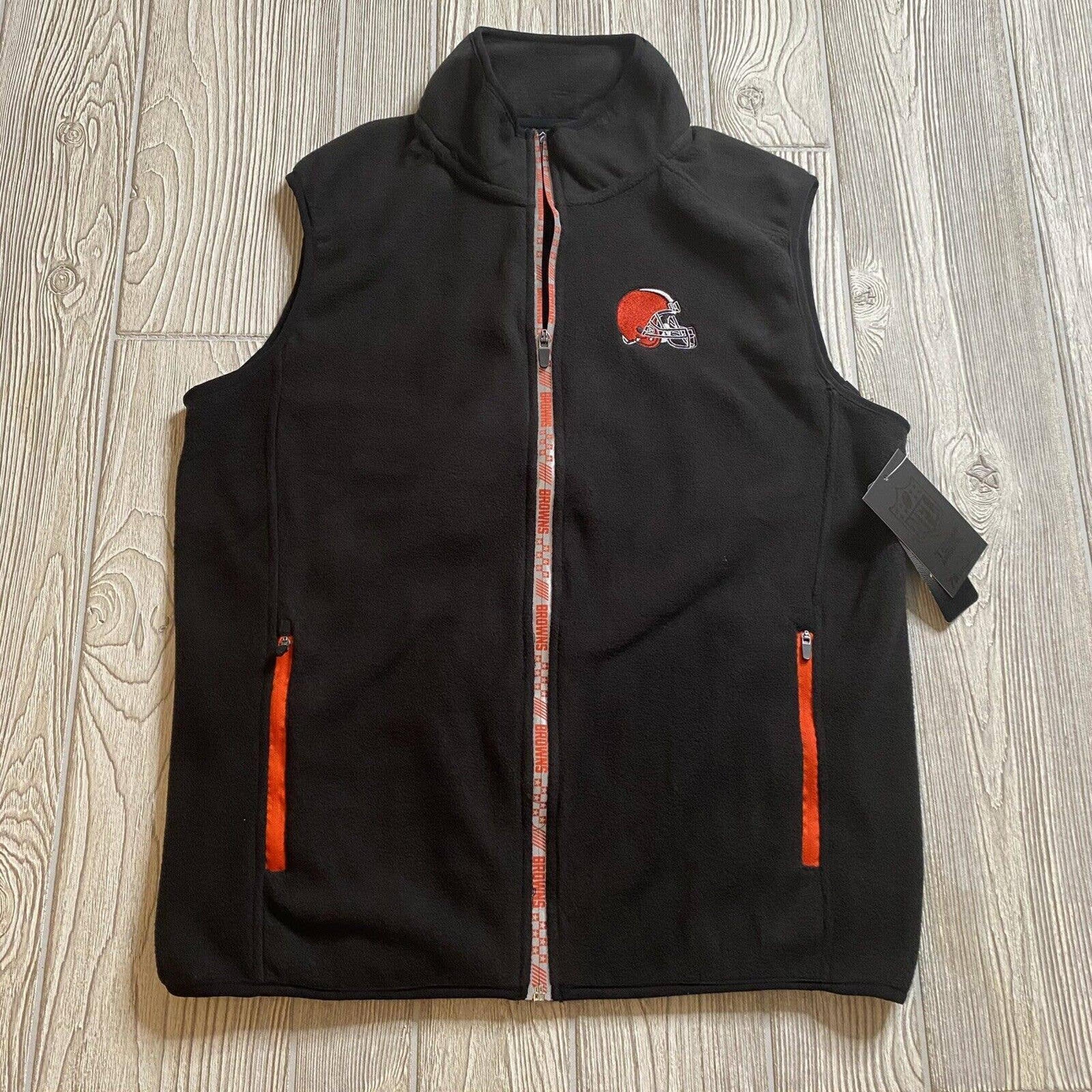 NFL Team Apparel Cleveland Browns Full Zip Fleece Vest Mens M 7th Collection NWT