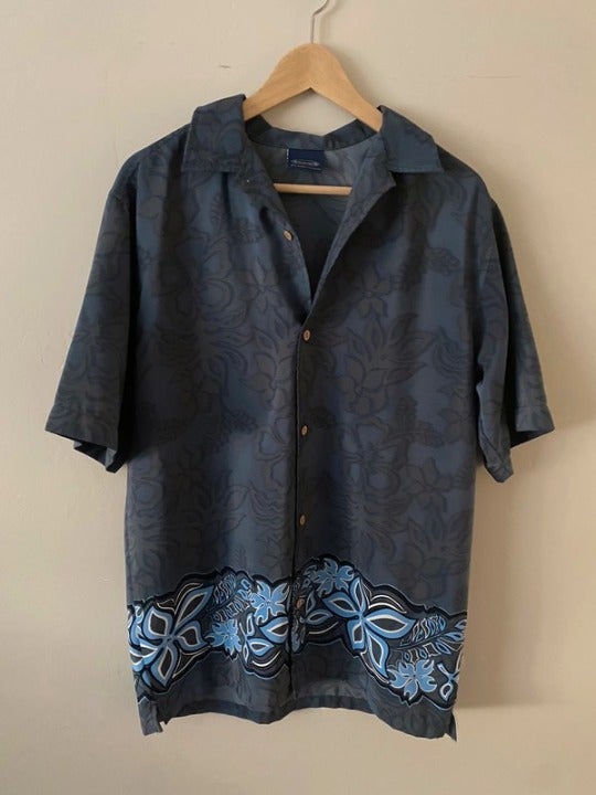 Vintage blue floral skater button up