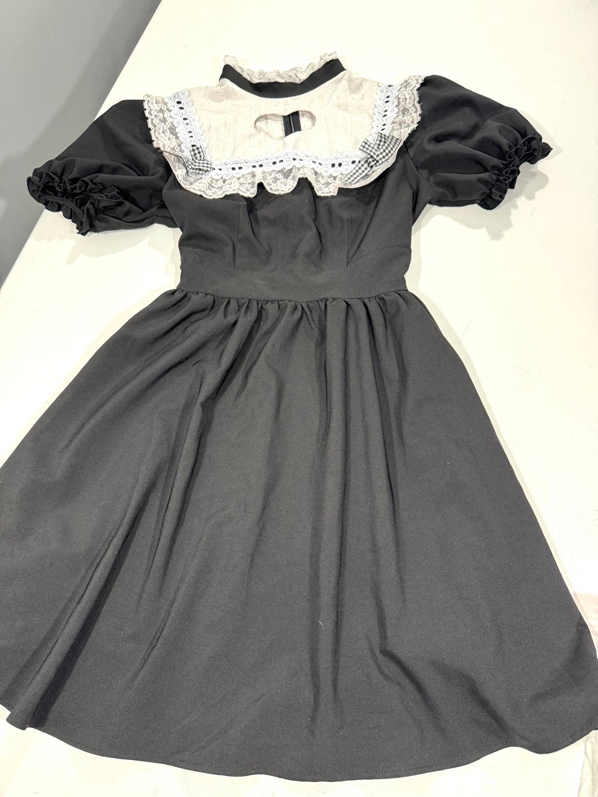 Y2K Dark In Love Dress Womens Black Gothic Lolita Doll Midi Cosplay Victorian S