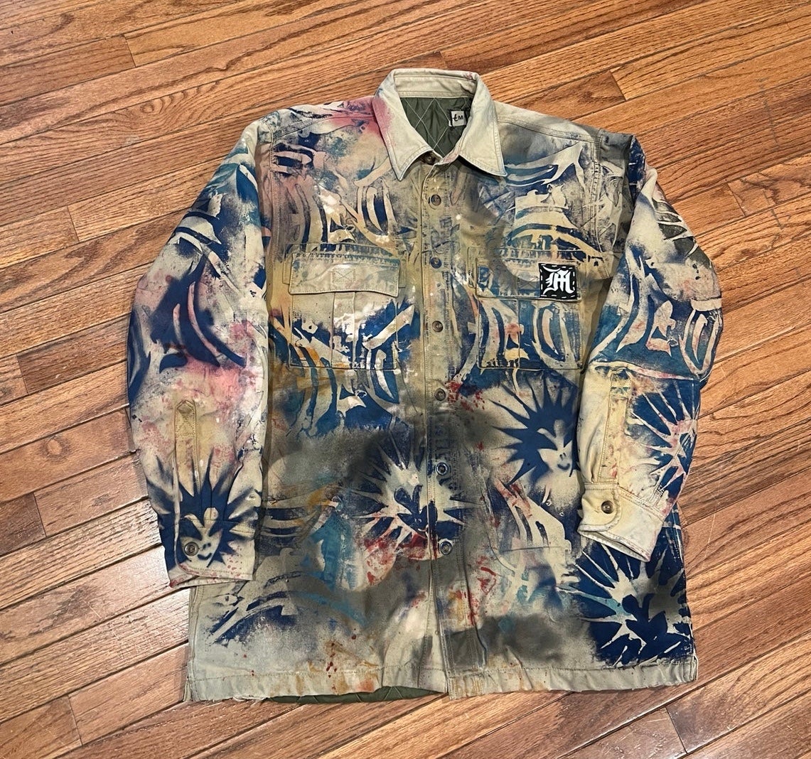 1/1 TMX CLOTHING embroidered patch distressed Carhartt style vintage jacket M/L