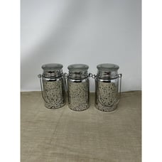 Set of 3 Indoor Outdoor Hand Blown Mercury Glass Mason Jars by Valerie Hill