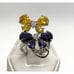 Vintage Yellow & Purple Cubic Zirconia Butterfly Ring Silver Tone Size 8 Retro