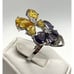 Vintage Yellow & Purple Cubic Zirconia Butterfly Ring Silver Tone Size 8 Retro