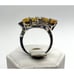 Vintage Yellow & Purple Cubic Zirconia Butterfly Ring Silver Tone Size 8 Retro