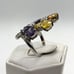 Vintage Yellow & Purple Cubic Zirconia Butterfly Ring Silver Tone Size 8 Retro