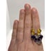Vintage Yellow & Purple Cubic Zirconia Butterfly Ring Silver Tone Size 8 Retro