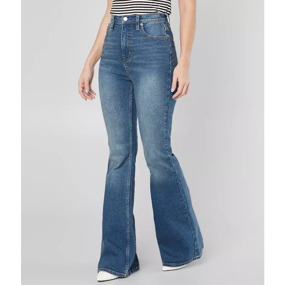 We The Free Curvy Robyn High Rise Denim Flared Jeans Blue 27