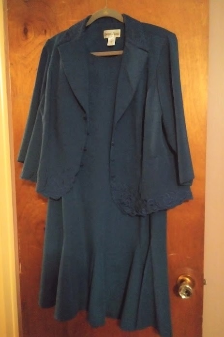 Midnight blue paisley 2 pc dress with jacket
