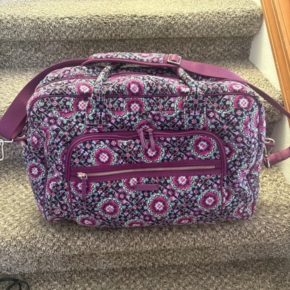 Vera Bradley Iconic Compact Weekender Travel Bag Lilac Medallion