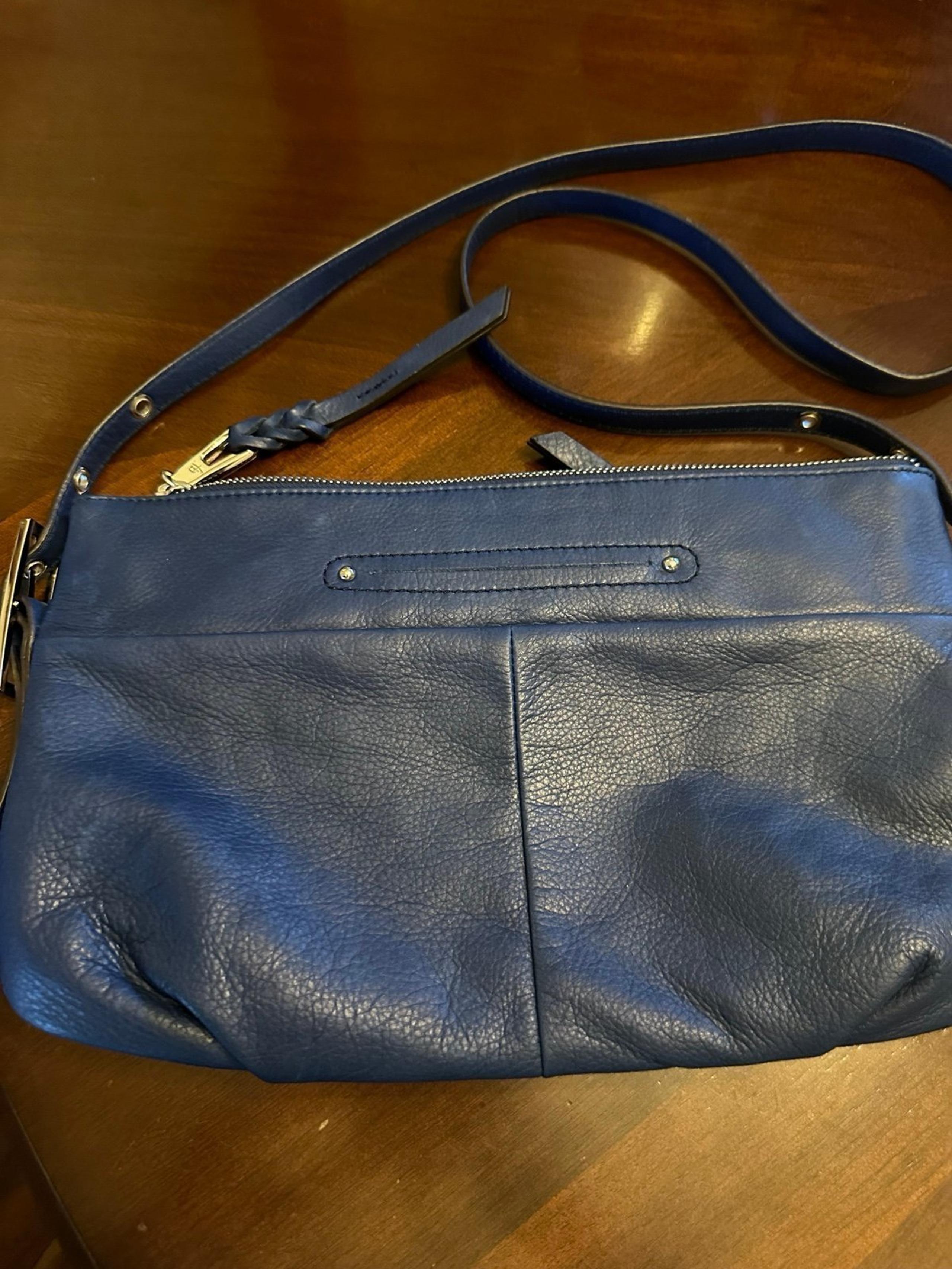 NWOT Navy Blue B. Makowsky Leather Crossbody