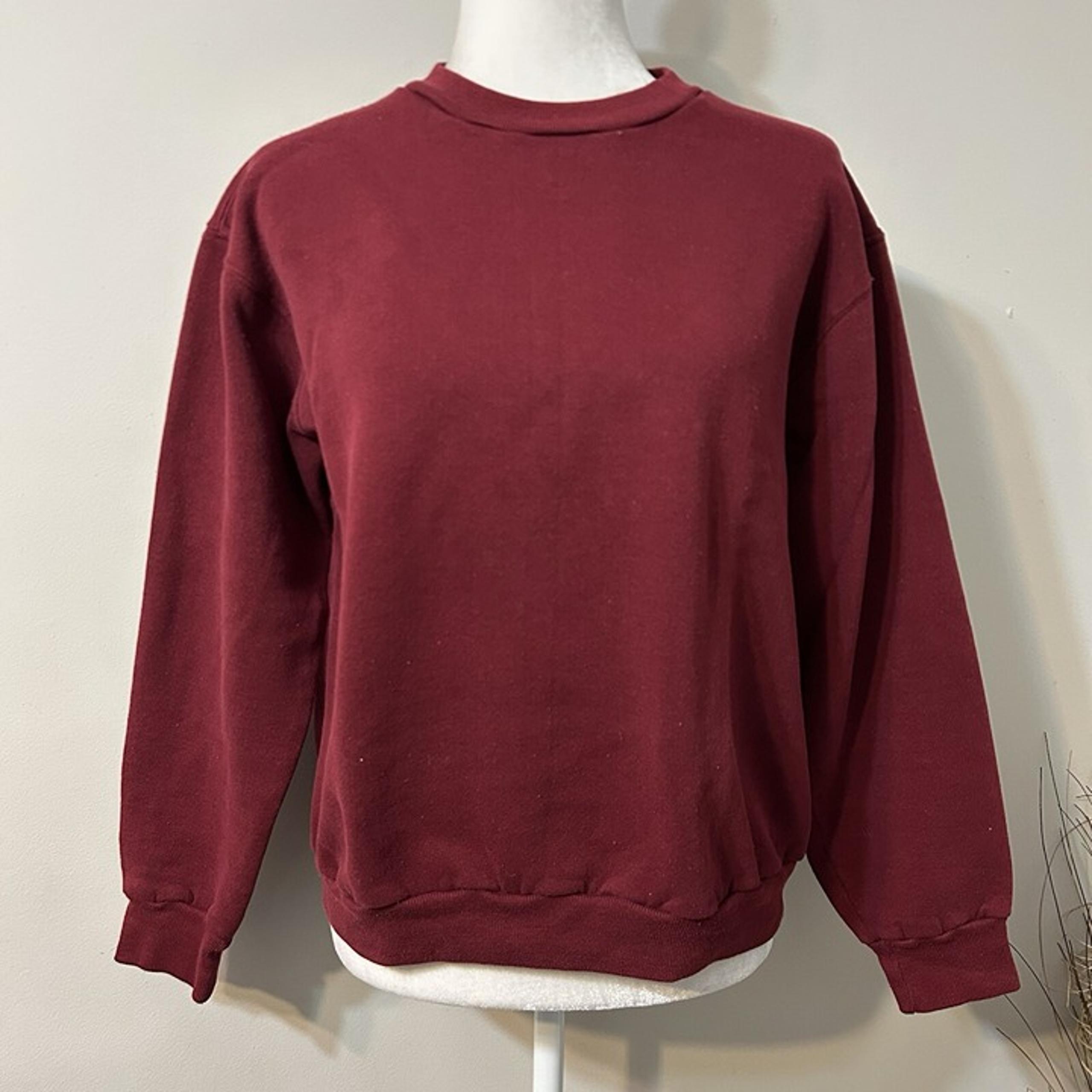 Vtg 90s Russell Athletic Fleece Sweatshirt Women Burgundy Long Sleeve Size M USA