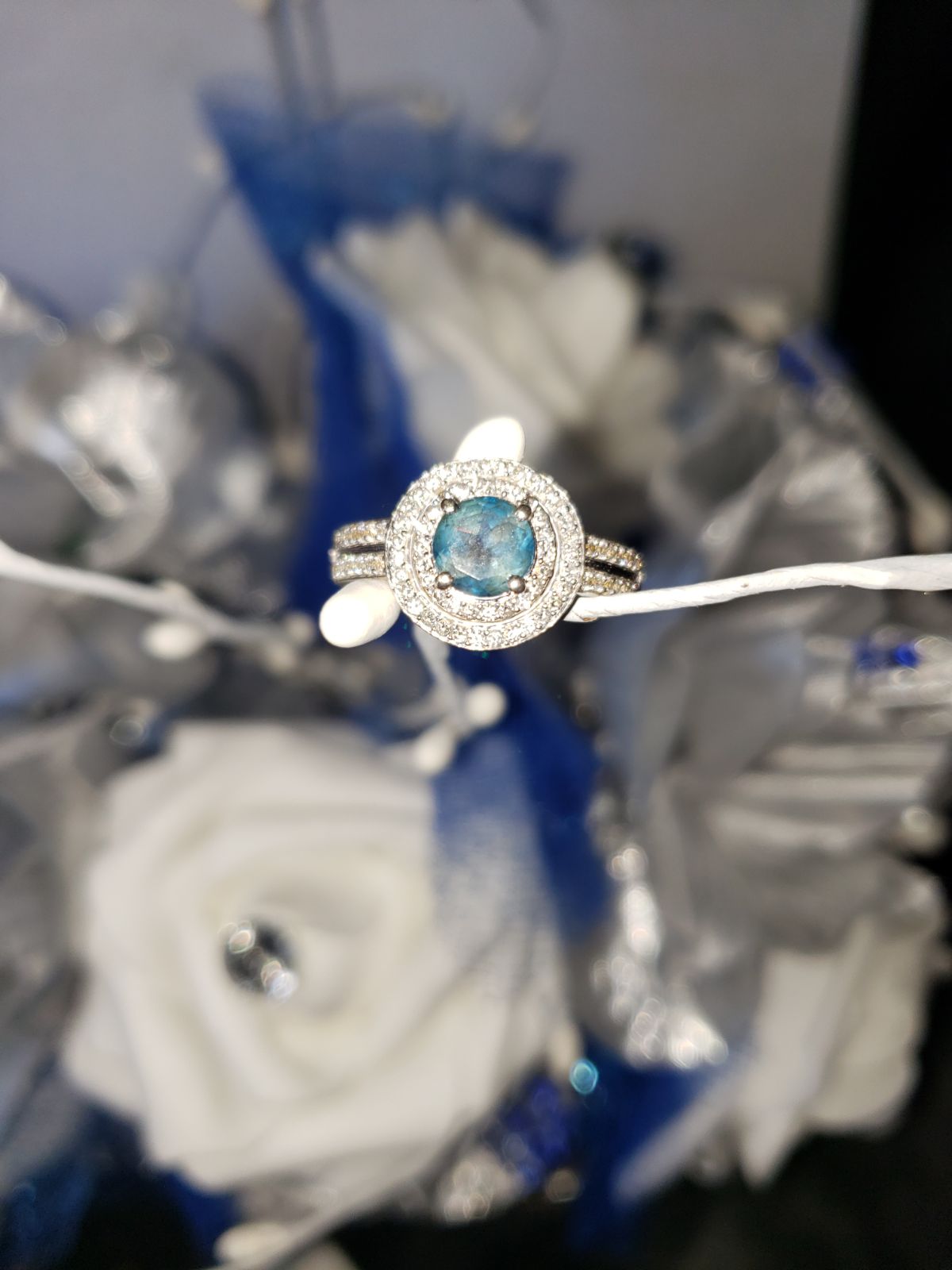 Natural double halo Sapphire Engagement