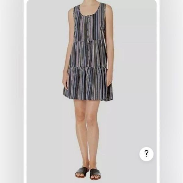 Mod-o-doc Los Angeles Blue Sandcastle Striped Button Front Tank Dress