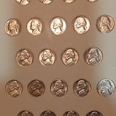 Lot of 22 BU 1955-D Uncirculated Jefferson nickels