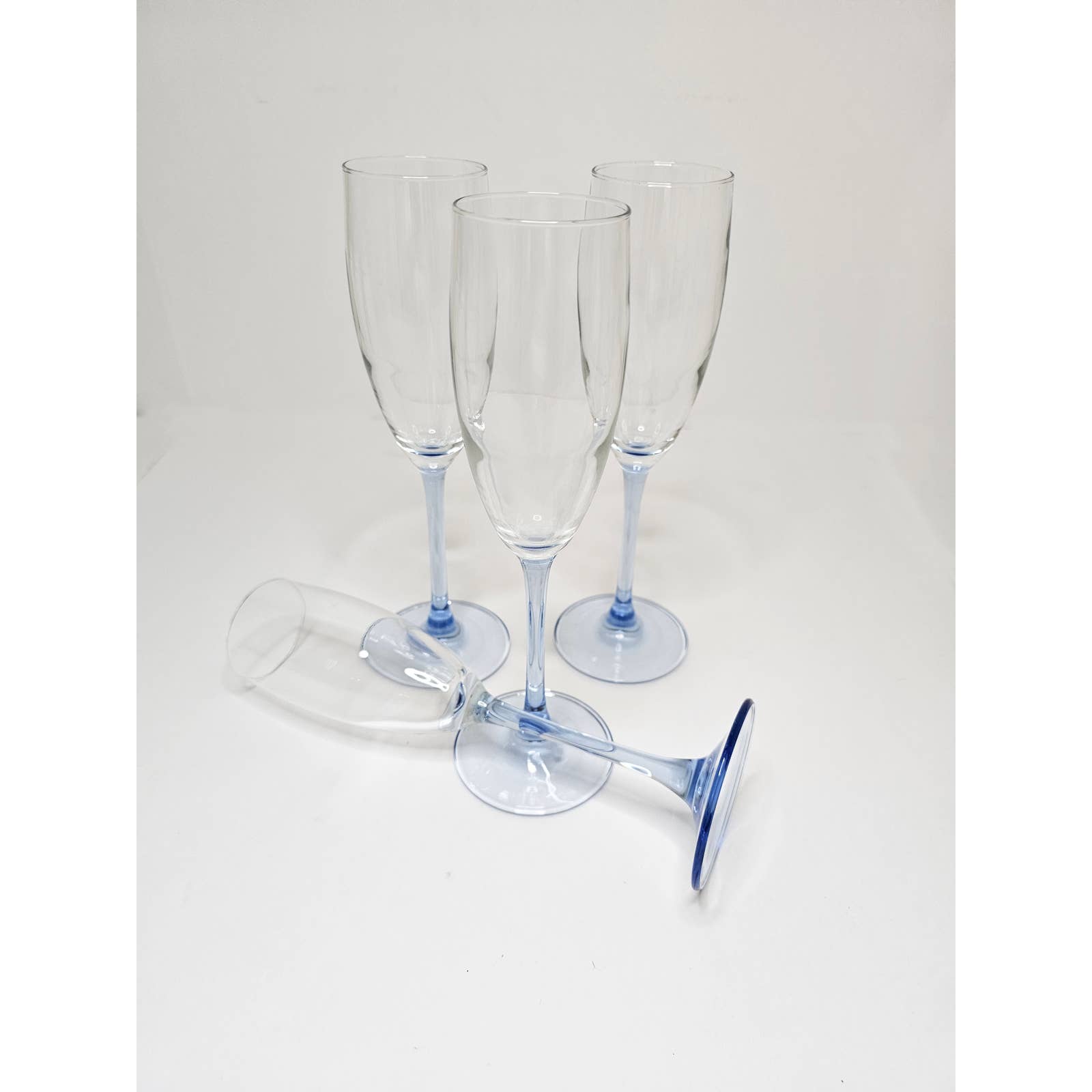 Set of 4 Cristal D'Arques-Durand Fluted Champagne Glasses Pattern - Azur