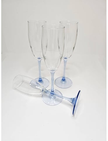 Set of 4 Cristal D'Arques-Durand Fluted Champagne Glasses Pattern - Azur