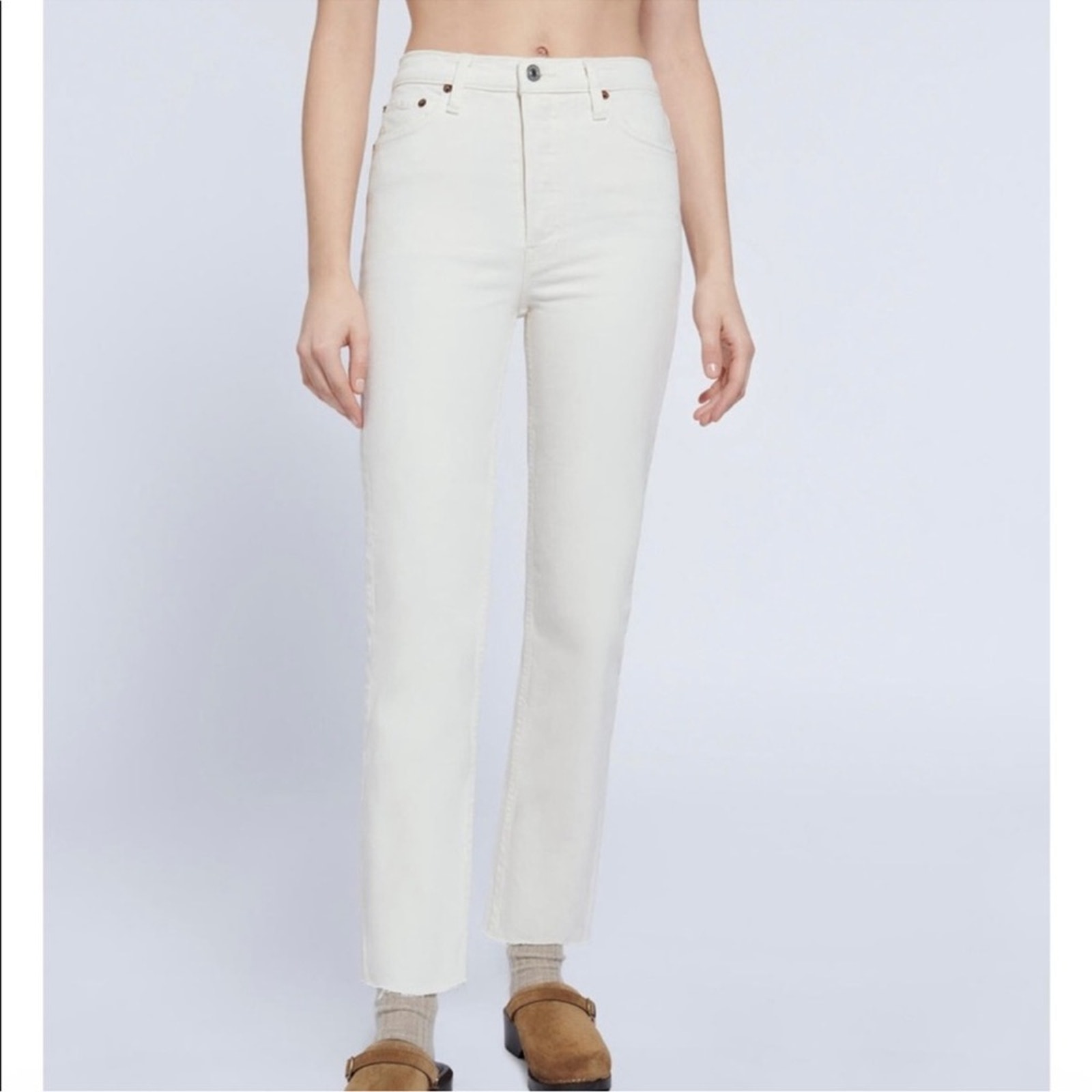 NWT RE/DONE 70s High-Rise Stove Pipe Jeans Vintage White sz 27 Revolve msrp 265