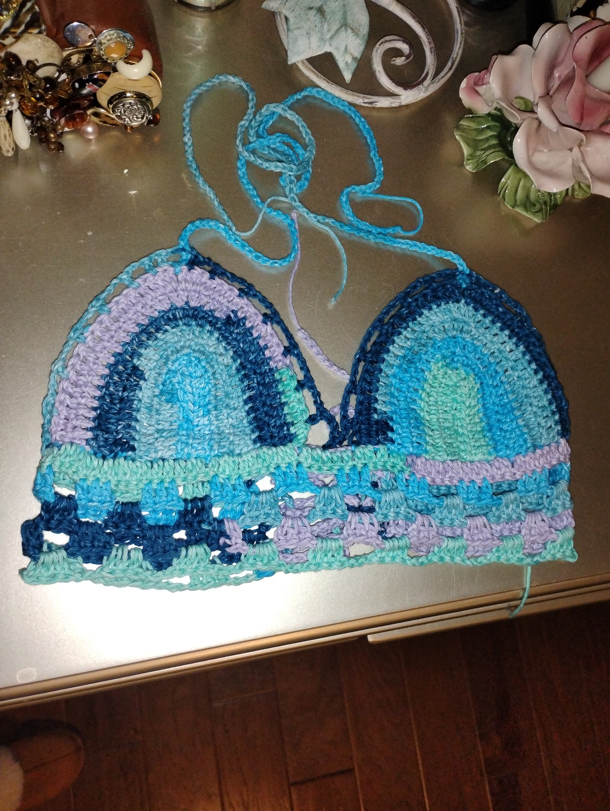 Handmade crochet festival bikini top