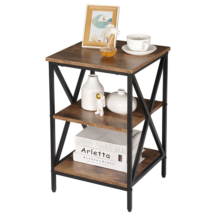 End Table Nightstand for Living Room Bedroom, Brown