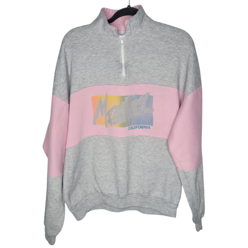 Vintage 90s Monterey California Pastel Collared Pullover Quarterzip Size XL