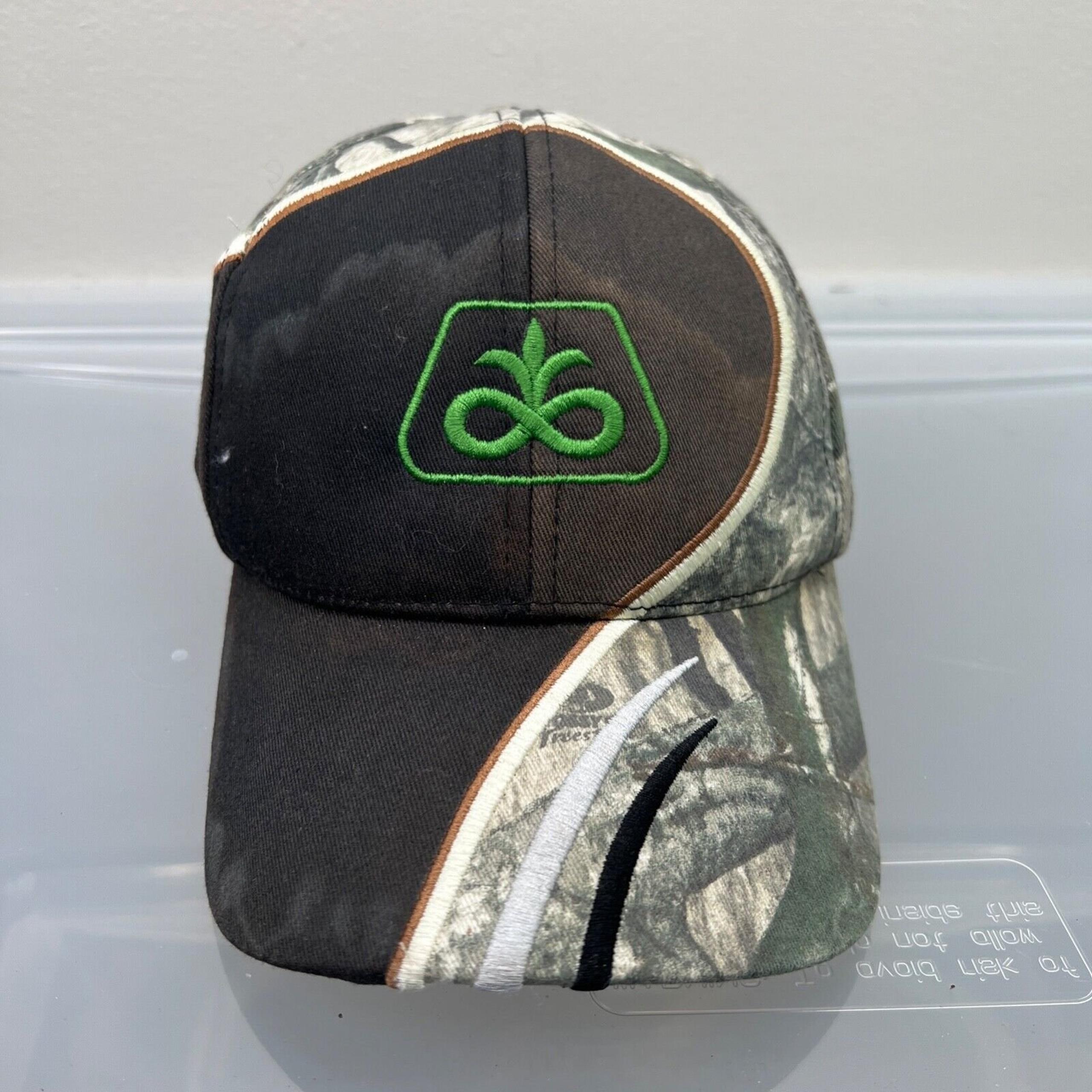 Cabela's Pioneer Hat Mens Adjustable Black Strap Baseball Cap Farm Soybean Seed