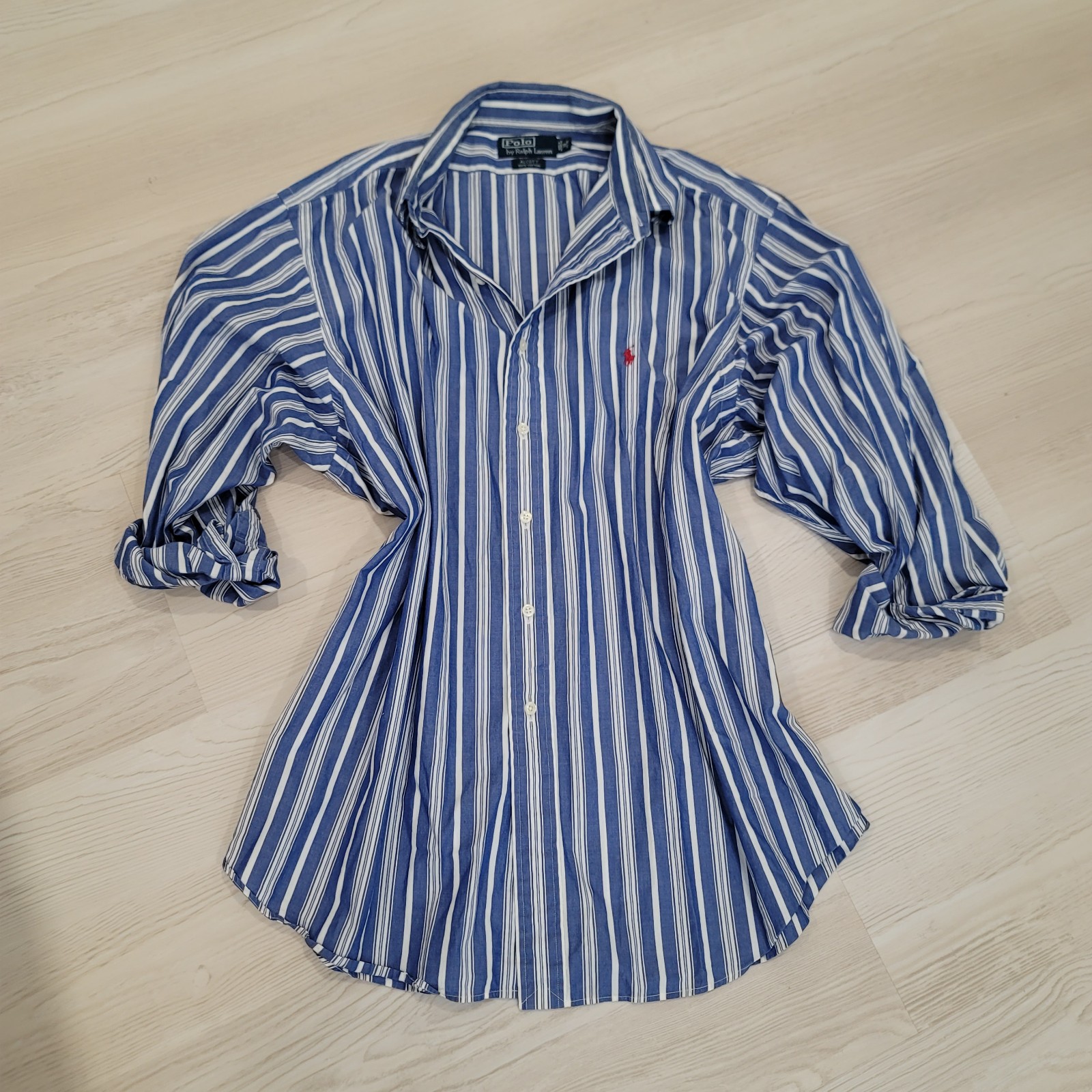 POLO by RALPH LAUREN Alcott 100% Cotton Stripped Oversized Shirt Size 18