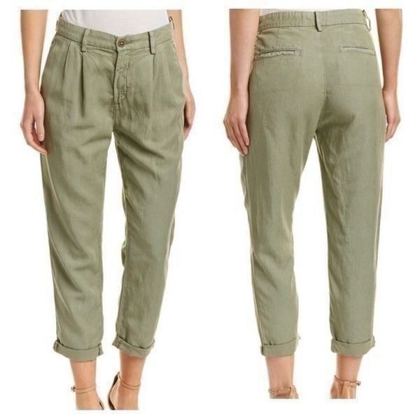 Adriano Goldschmied Green The Evan Relaxed Pleated Trouser Pants Sz 25R NEW