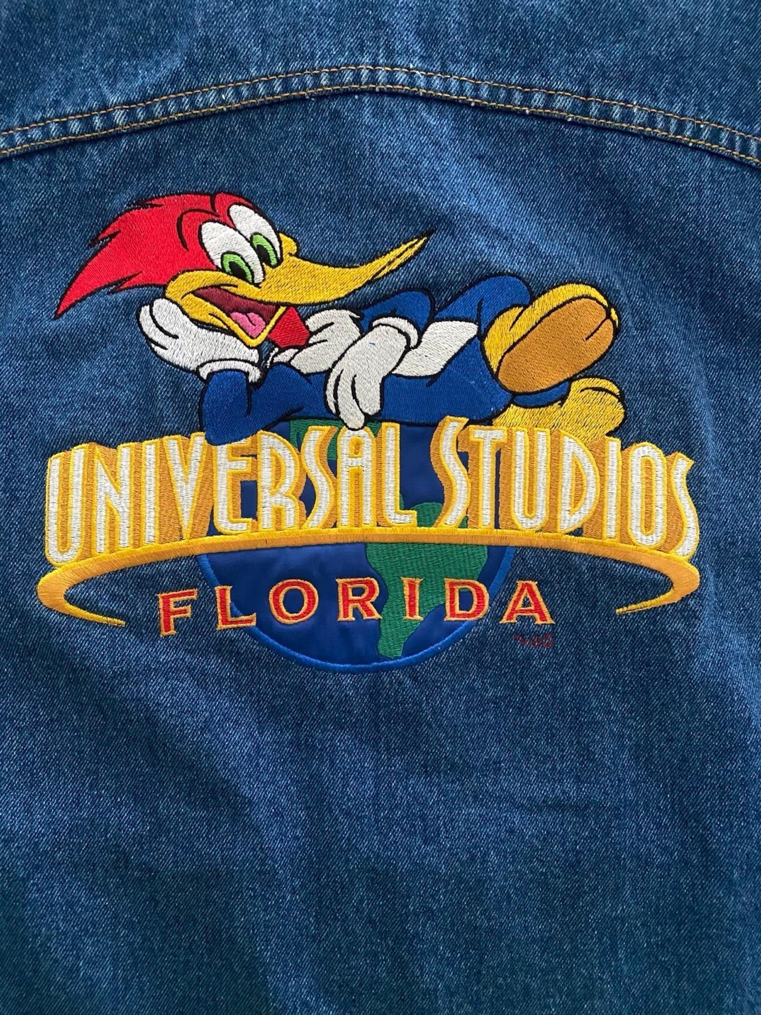 Vintage Universal Studios Florida Woody Woodpecker Jean Denim Jacket Mens L 90s