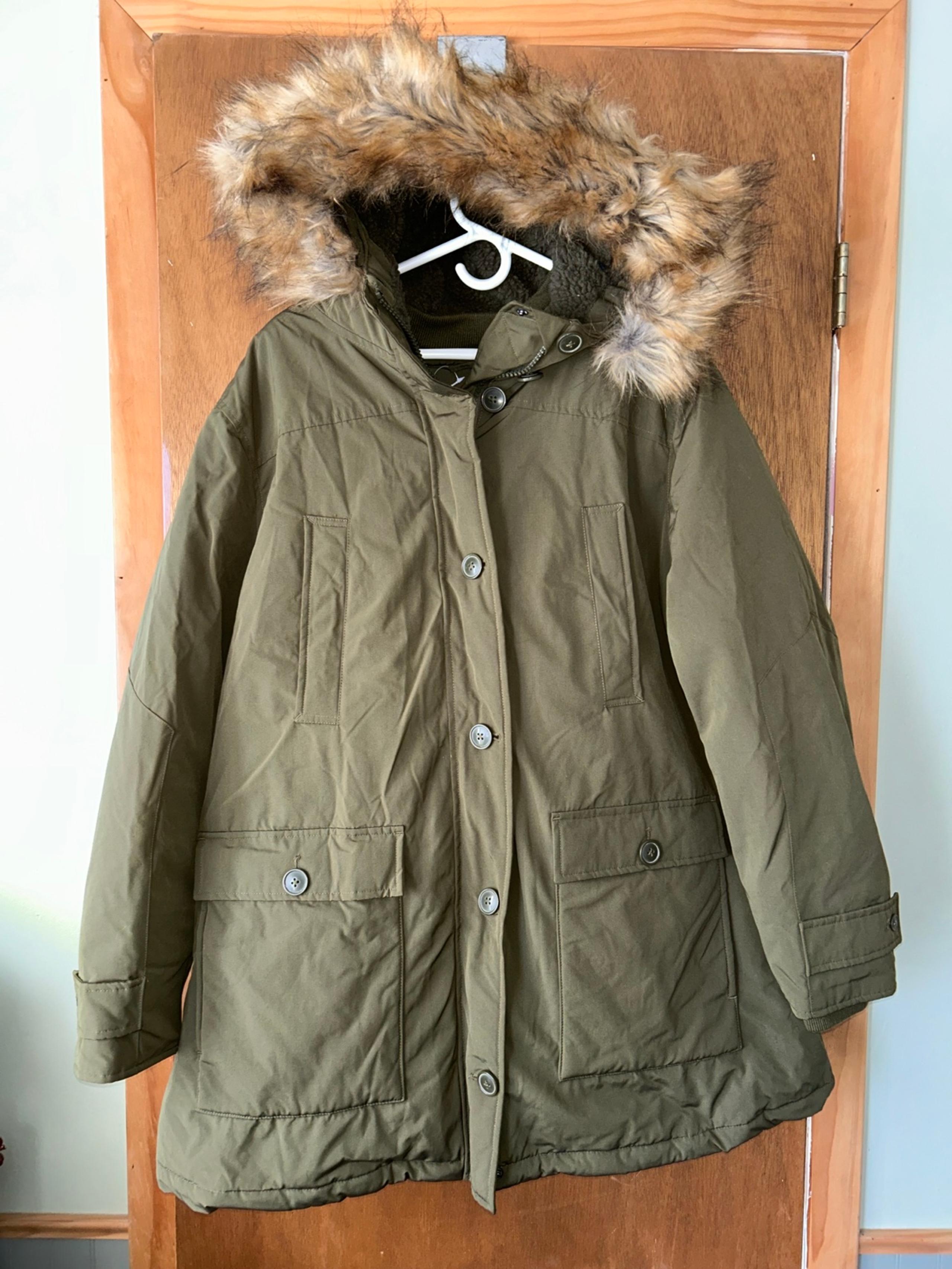 Woman within Winter Winter Parka Green Down 3M Thinsulate Jacket Coat 1X NWT