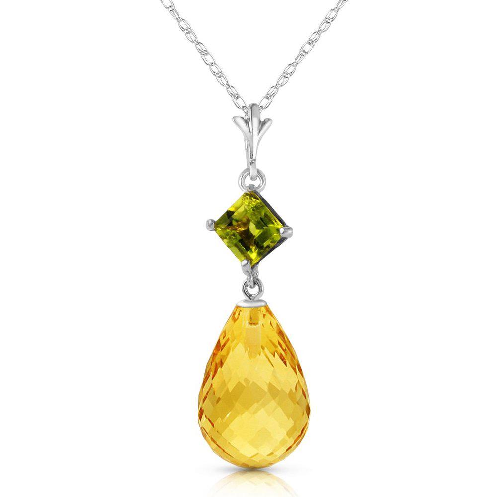 14K. SOLID GOLD NECKLACE WITH PERIDOT & CITRINE
